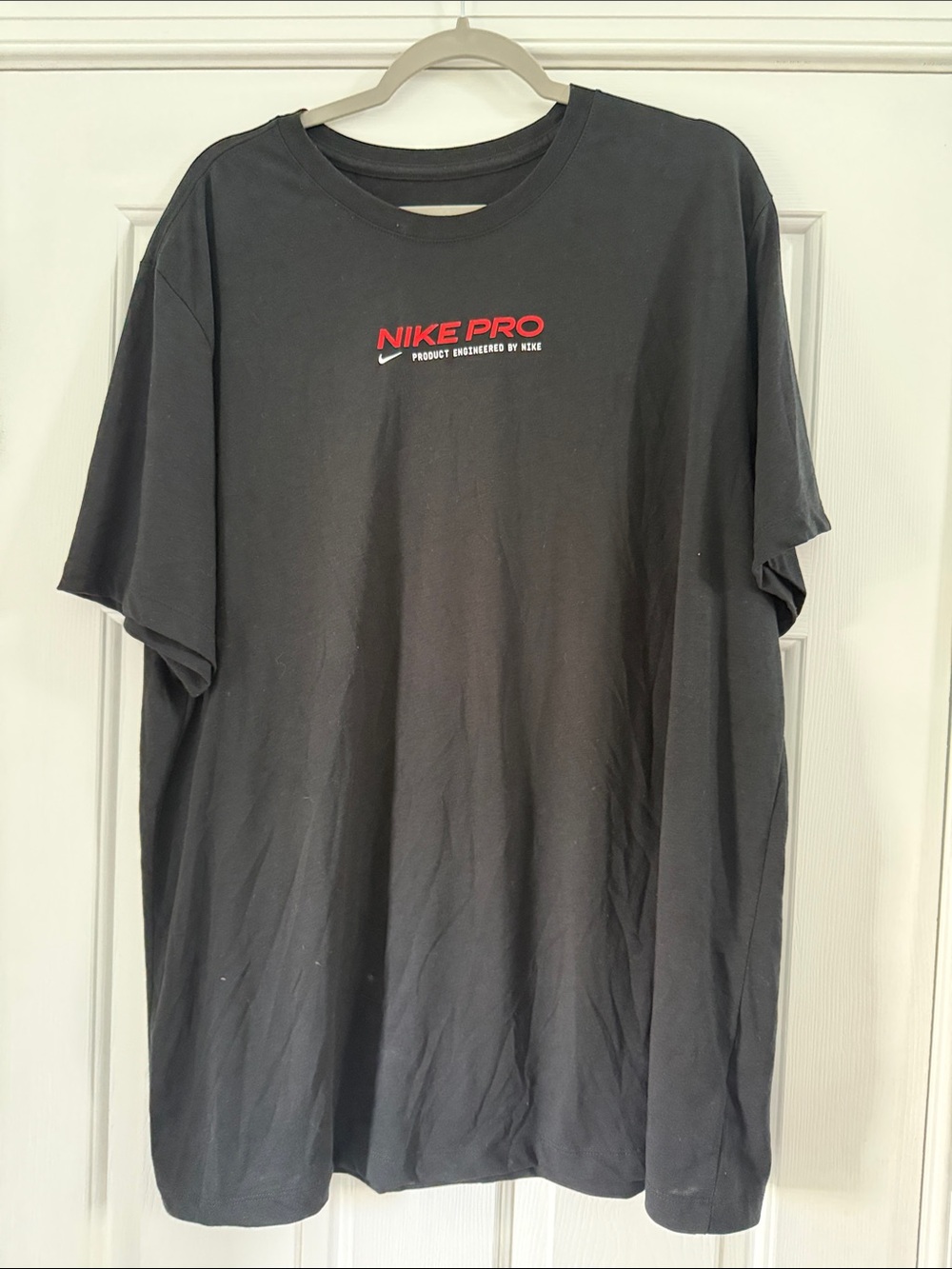 Nike Pro Black Short Sleeve Tee with Red Logo